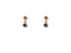 Gold drop earrings with orange citrine and dark red rubellite gemstones in art gold jewelry style