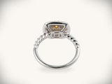 Sunshine cushion white gold ring with twisted band and yellow gemstone