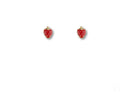 Sweet Strawberry gold kids enamel stud earrings with red accents