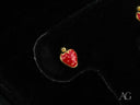 Sweet Strawberry gold-rimmed red enamel stud earring for kids