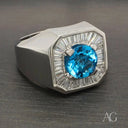 Swiss Blue Topaz Elegance Ring with blue gem and diamonds