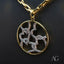 Gold chain with two-tone diamond-studded abstract pendant from Symphony of Love art gold jewelry collection