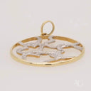 18k solid gold hearts pendant with oval abstract art design