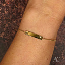 Timeless 18k gold ID bracelet with hammered customizable ID plate