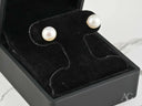 Timeless Allure 18K gold freshwater pearl stud earrings in black velvet box