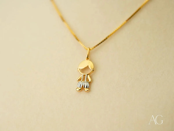 Timeless Charm 18k solid gold boy pendant necklace