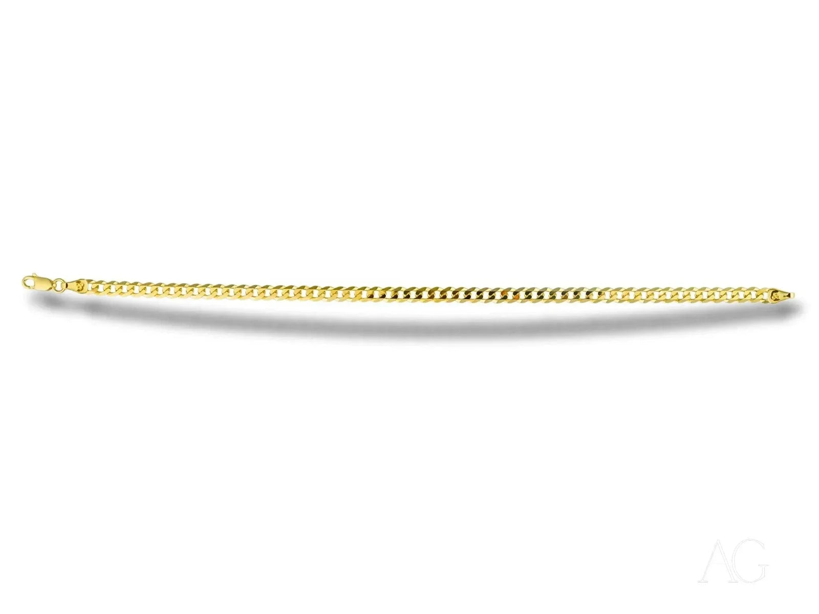 18k solid gold cuban link bracelet with curb chain and lobster clasp