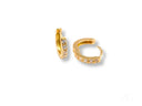 Pair of 18k yellow gold mini hoops earrings with white gemstones