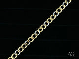 Men’s 18k white gold flat cuban link bracelet with two-tone curb chain