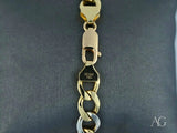 Men’s 18k white gold flat cuban link bracelet with two-tone chain and lobster clasp