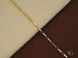 Shiny solid 18k gold brick link bracelet with spring ring lock