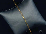 Thin solid 18k gold brick link bracelet with spring ring lock