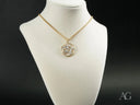 Timeless Love 18k solid gold pendant with floral openwork and clear stones
