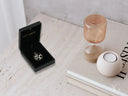 Timeless Love 18k solid gold heart pendant in open black jewelry box