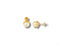 Elegant art gold jewelry featuring 18K gold pearl stud earrings with round white pearls