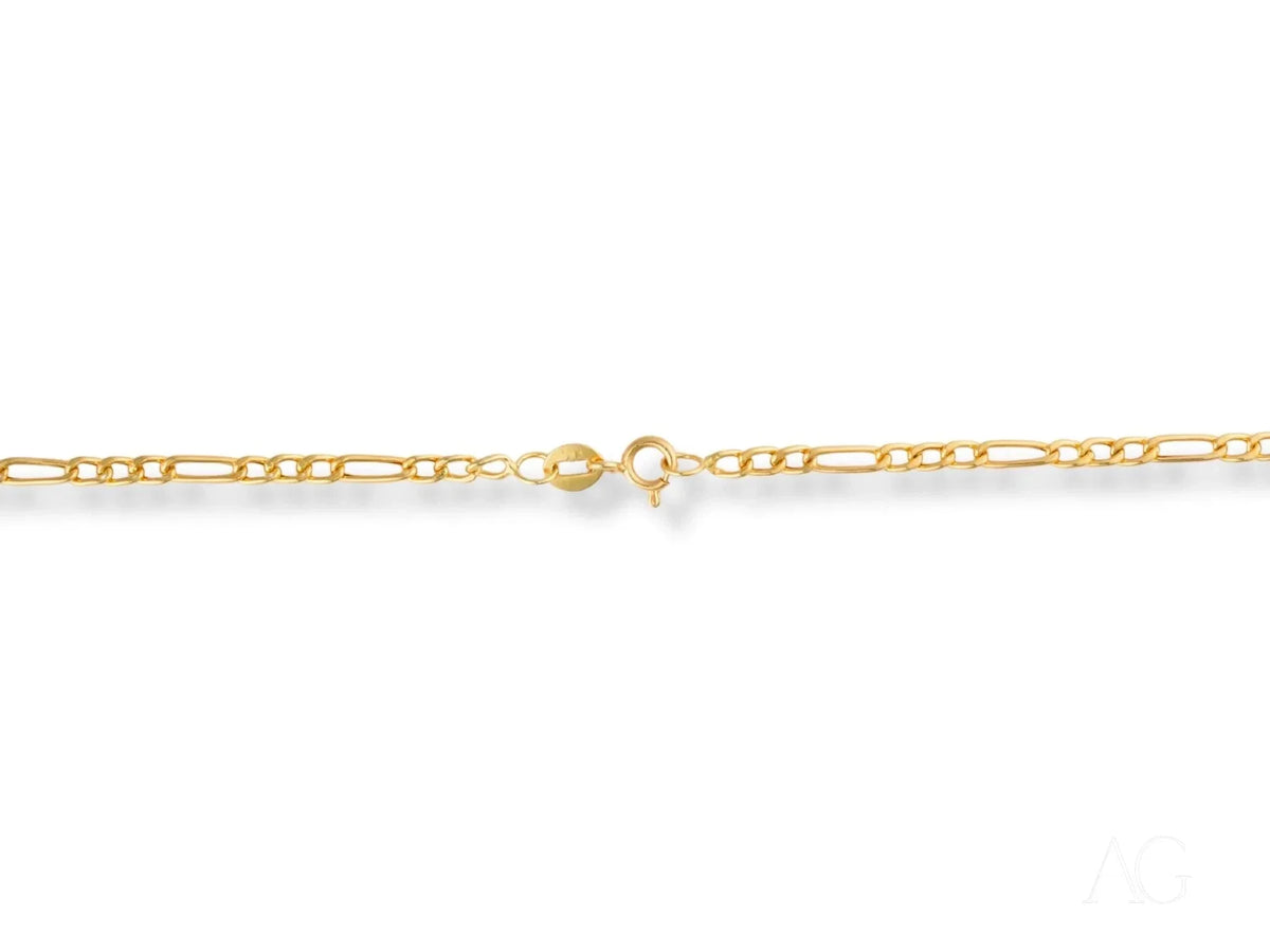 Timeless Sophistication 18K Gold Semi-Solid Figaro Chain with Lobster Clasp