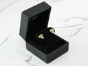 Trio Harmony 18k gold three-tone CZ earrings in black velvet box