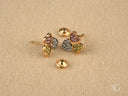 Trio Harmony 18k gold three-tone earrings with heart-shaped pavé gemstones