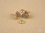 Art gold jewelry Trio Harmony 18k gold three-tone earrings with colorful pavé gemstone hearts