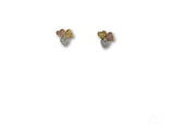 Trio Harmony 18k gold three-tone heart-shaped tri-color diamond cluster stud earrings