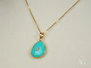 Turquoise Spark 18k solid gold necklace with turquoise and diamond teardrop pendant