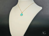 Turquoise Spark 18k solid gold chain with teardrop turquoise and diamond pendant