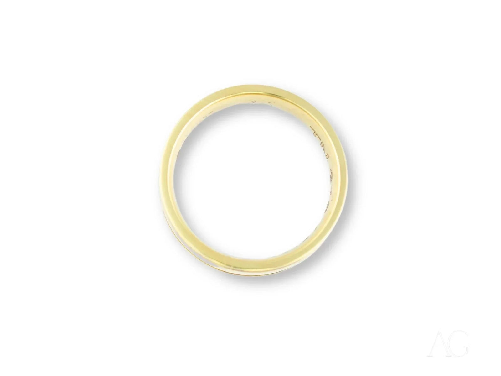 Thin Twin Promise gold wedding band with diamonds