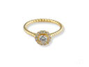 Twist of Grace engagement ring with twisted band in 18k gold and central diamond