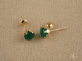 Verdant Sparkle: 18k Gold Green CZ Stud Earrings