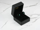 Verdant Sparkle 18k gold green CZ stud earrings in black velvet box