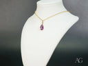 Violet Bloom Pendant: 18K solid gold amethyst necklace with pear-shaped purple gem