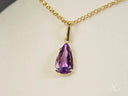 18K solid gold violet bloom pendant with pear-shaped amethyst