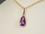 Violet Bloom Pendant in 18K Solid Gold Art Gold Jewelry with Pear-Shaped Amethyst