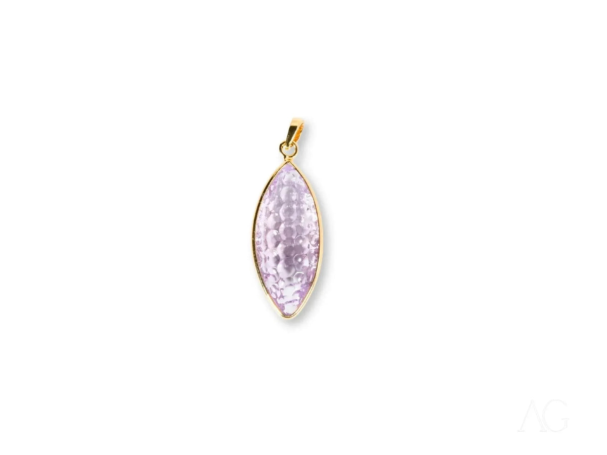 Violet Essence marquise-cut pink amethyst pendant with gold bail