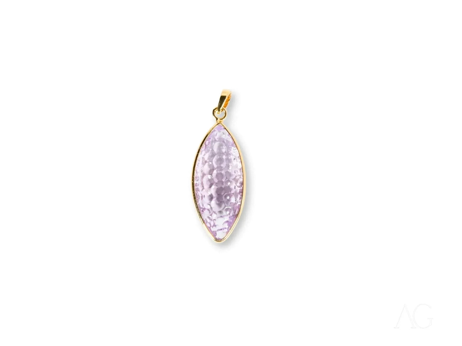 Violet Essence marquise-cut pink amethyst pendant with gold bail