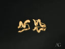 Certified 18k solid art gold jewelry: matte wavy snake-like earrings