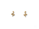 Pair of golden wavy snake stud earrings in certified 18k solid art gold jewelry