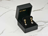 Whispering Butterflies 18K gold crystal drop earrings in black box