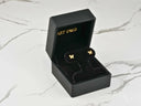 Whispering Wings butterfly gold CZ earrings in black box