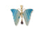 Elegant art gold jewelry pendant featuring blue-banded agate wings and 18k solid gold accents